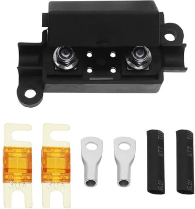 YINETTECH 1 Set Porte-fusibles de Voiture avec Écrous de Blocage Fusibles Midi Bornes à Anneau Gaine Thermorétractable pour Motos Voitures Camions Véhicules Porte-fusible de Sécurité 30A