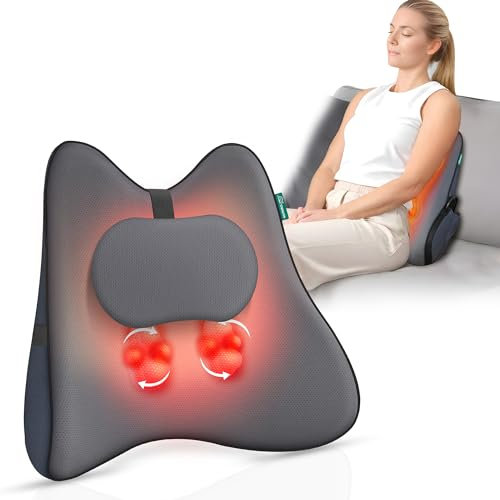Snailax Back Massager with Heat, 3D Kneading Shiatsu Neck Massager for Shouler Lower Back, Gifts for Men Women for Home Office Use