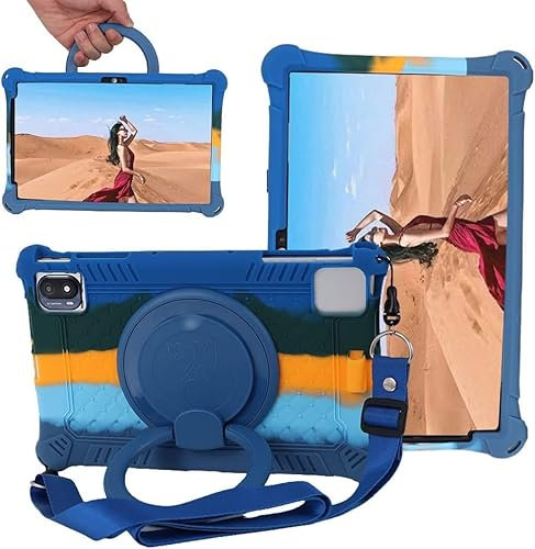 YHFZR Funda para DOOGEE U9 /U10 /U10 Pro, Soporte Giratorio Silicón Ligera Carcasa Antideslizante para los niños para DOOGEE U9 /U10 /U10 Pro 10,1 Pulgada, Azul Oscuro