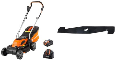 Yard Force 40V 32cm Cordless Lawnmower with Lithium-ion Battery and Quick Charger LM G32, Black/Orange & Blade for CORDLESS LAWNMOWERS 32cm BLADE for LMG32 + LMG32/ LTG30