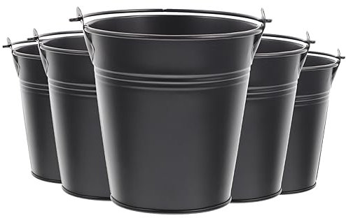 CANIGHT Juego De 5 Macetas De Hierro De con Asa Estilo Retro para Jardín Pequeño