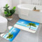 EYLOZS Badezimmerteppich Set 2 Teilig Waschbar rutschfeste Badematte Toilettenmatte Weich Saugfähige Badteppiche,Landschaft, Karibik, Malediven, Strand, Insel, Meer, Ozean, Palmen, Kunstdruck, blau,