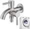Moreeulsi Rubinetto 'acqua a doppia uscita da giardino | Rubinetto da giardino esterno in acciaio inox | Robusto rubinetto da giardino a 2 vie per tubi 'acqua