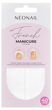 NÉONAIL French Manicure Stickers - 40 Stück - French Nails Schablone - French Maniküre Schablonen - Nagel Sticker - Nageldesign Zubehör - Nagelaufkleber Selbstklebend - 01 - Rund