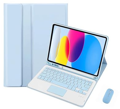 Funda con Teclado para Samsung Galaxy Tab A7 de 10,4 Pulgadas 2022/2020 (SM-T500/T503/T505/T507/T509), Funda Inteligente Delgada con Teclado Bluetooth Desmontable, con portalápices(Blue)