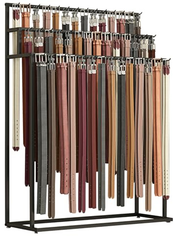 QJSZMEI Cintre de Ceinture Monté au Sol, Hommes en Métal Présentoir de Placard Organisateur, Cravates Porte-Écharpe Châles Sac à Main Étagère pour la Vente au Détail de Vêtements