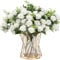 HNVNER 4 Bunches Small Rose Artificial Flowers White Faux Roses Flower Bouquets for Graves Wedding Table Home decor