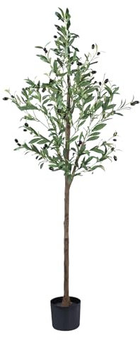 Künstlicher Olivenbaum 150 cm - Große Kunstpflanze wie echt - Deko für Wohnzimmer, Schlafzimmer & Büro - Kunstbaum mit natürlichem