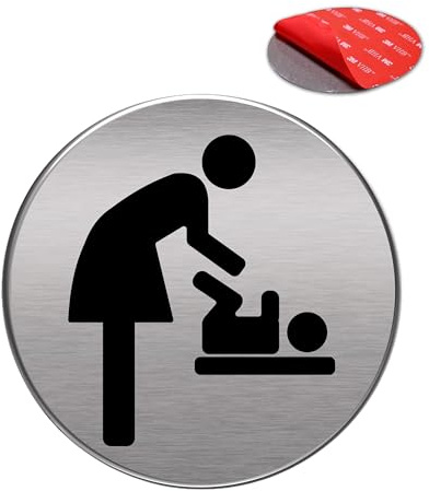 Selbstklebendes Schild | AAA+ | lackiertes Aluminium | gebürstete Oberfläche | Superkleber | Durchmesser Ø 100 mm - Dicke 0,8 mm (Baby Wickeltisch)