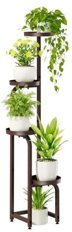 Bamworld Blumenständer Metall Braun Pflanzenständer Blumentreppe Indoor 4 Etagen robustes Pflanzenregal für Terrasse Garten Balkon Wohnzimmer Schlafzimmer
