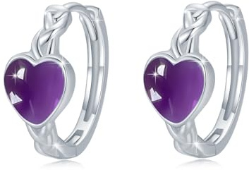 REDSUN 925 Sterling Silber Keltische Herz Creolen mit Zirkon/Amethyst – Damen Ohrringe hypoallergen, keltischer Schmuck, Geschenk für Frauen Mädchen Geburtstag, Valentinstag