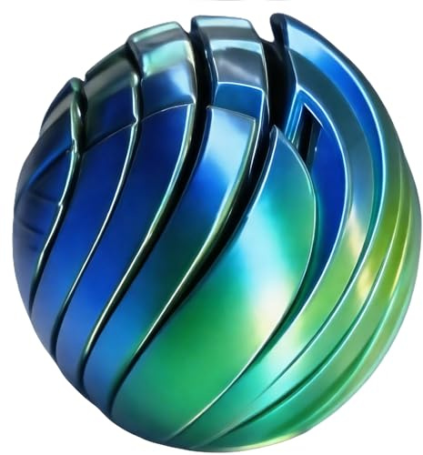 1 Pcs 3D Printed Fidget Ball Toy, Gear Ball Fidget Toy Adults, Sensory Stress Relief Sphere for Adults & Kids, 3D Printed Morphslime Fidgets Toys, Twistable Desk Toys for Anxiety Relief (Blue Green)