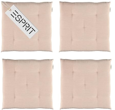 Esprit 4er Set Sitzkissen Stuhl 40x40cm Rose - Bequeme Stuhlkissen für Esszimmer & Küche - waschbar bis 30°C - Öko-Tex - Sitzauflage für Gartenmöbel, Sitzpolster, Bank, Bürostuhl & Boden