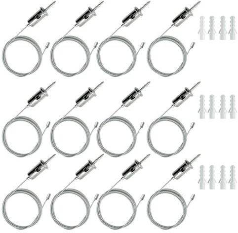 Tacdas 12 Ensembles X Kit de Câbles de Suspension Hexagonaux pour Garage, Chaînes de Suspension en Acier, Connecteur de Lumière en Nid D'Abeille, Câble Métallique Suspendu, 1 M