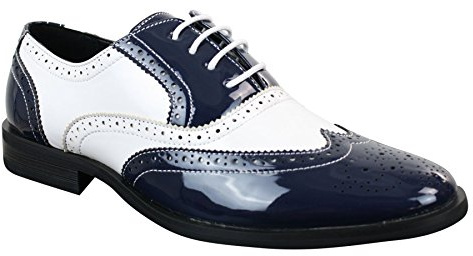 Mens Lace Patent Brogues Shoes Gatsby Classic 1920's Shiny White Black Red