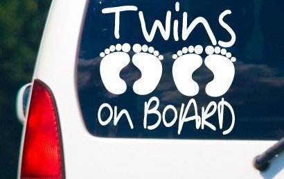 myrockshirt® Aufkleber Twins on Board Zwillinge 4 Füßchen 17 cm Autoaufkleber Auto Sticker Lack Heckscheibe Baby Bord au