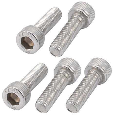sourcing map 5pcs M6x20mm Vis Filetage à Gauche Tête Creuse Boulon en 304 Acier Inox