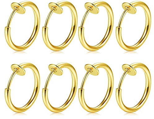 FECTAS 8stk Fake Nasen Lippe Septum Ohrring Piercing Ring Clip Chirurgenstahl Kein Piercing Bauchnabelpiercing Clicker