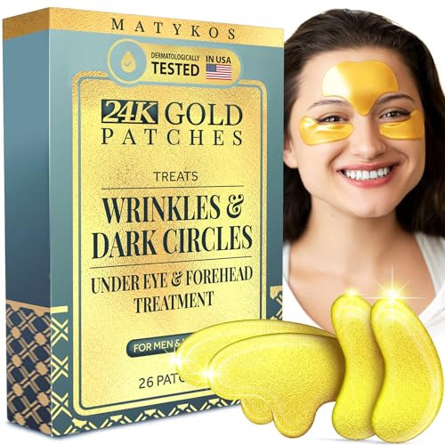 24k Gold unter Augenmaske | Eye Patches für dunkle Ringe, Taschen, und Puffiness | Konzentrierte Specialty Unter Augenpads Behandlung mit Traubenkernextrakt, Collagen, Retinol und Hyaluronsäure
