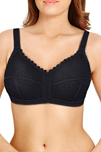 Berlei Women's Classic Full Cup Non-Wired Front Closure Bra Coverage, Opaque, Black, 40DD