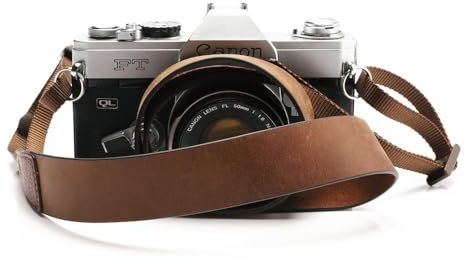 CANPIS CP001 - Tracolla per fotocamera in vera pelle, con chiusura rapida, per Nikon Canon Sony Pentax Leica Olympus Fuji Tutte le fotocamere DSLR (pelle grassa marrone)