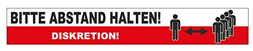 Bitte Abstand halten Aufkleber 80cm x 12cm Bodenmarkierung Hinweisschild für Handel und Behörden Folie selbstklebend (RX011 Diskretion Bodenmarkierung)