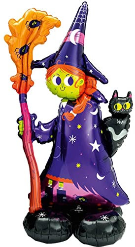 Amscan 4241811 - Folienballon Gruselige Hexe, Größe ca. 130 cm, mehrteiliger AirLoonz-Ballon, mit Helium oder Luft befüllbar, Geschenk, Dekoration, Geburtstag, Karneval, Halloween