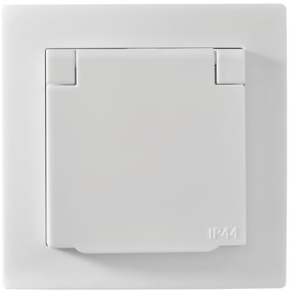 McPower Schutzkontakt-Steckdose mit Klappdeckel | Flair | 250V~/16A, Unterputz, IP44, spritzwassergeschützt, weiß, ideal für Keller, Bad, Terrasse