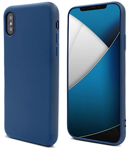 Moozy Lifestyle. Designed for iPhone X and iPhone XS Case, Midnight Blue - Liquid Silicone Lightweight Cover with Matte Finish and Soft Microfiber Lining, Premium Silicone Case