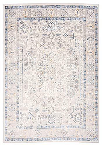 Carpeto Rugs Ethno Vintage Teppich - Kurzflor - Weich Teppich für Wohnzimmer, Schlafzimmer, Esszimmer - ÖKO-TEX Wohnzimmerteppich - Teppiche - Creme Blau - 160 x 220 cm