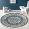 Vintage Boho Baumwolle Teppiche Mandala Muster Waschbar Handgewebte Böhmische Runder Teppich mit Quasten für Schlafzimmer Flur Wohnzimmer Couchtisch Fußmatten,Waschmaschinenfest,120CM Blumen #1