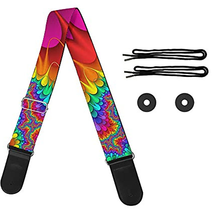 Jeiento Gitarrengurt mit verstellbarem Gurt, Aufbewahrung von Gitarrenplektren, Geschenk für Gitarristen Gitarrenliebhaber, Regenbogen-3D, M