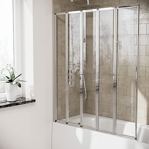 Nes Home Parga 5 Fold Folding Bath Shower Glass Door Screen Panel