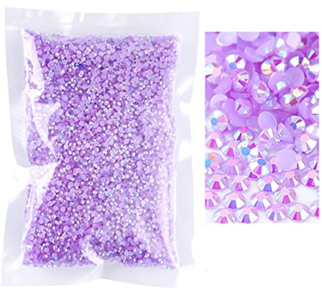 Resina Diamantes de imitación Jelly AB Color Glitter Non Hot Fix Diamantes de imitación Crystal Strass Nail Art Stone SS6-SS30 Paquete grande de espalda plana-Jelly Light Amethyst, 3 mm 20000pcs