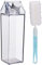 MiawPay Bouteille d'eau en carton de lait de 500 ml avec brosse de nettoyage, sans BPA, réutilisable, en forme de carton de lait, antifuite, pour les voyages, le sport, le camping, les activités de