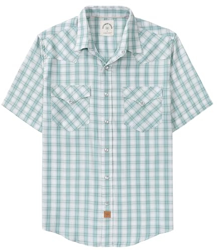 Dubinik® Fibre De Bambou Chemise Homme Manches Courtes Casual Fermeture à Pression Cowboy Vintage Western Chemisette Homme