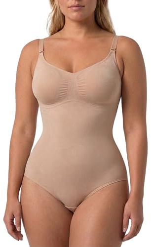 Risalti Body Contenitivo Modellante Donna Spallino Regolabile - Shapewear Bodysuit in Microfibra Seamless, Snellente per Vita Pancia Fianchi, Intimo Modellante - Made in Italy