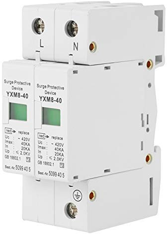 2P Surge Protective Device,Arrester Device,220V 2P 40KA House Surge Protector Low Voltage DC Photovoltaic Lightning Protector for Home and Commercial Lighting Protection