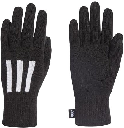 Adidas Unisex Adult 3-Stripes Conductive Gloves, Black/White, XS
