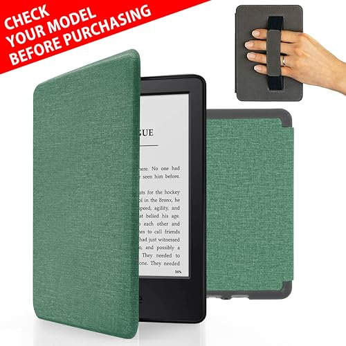 MyGadget Housse pour Amazon Kindle Paperwhite 7e Génération 2012 à 2017 - Etui Nylon Poignée élastique - Flip Case Tissu - Cover Turquoise