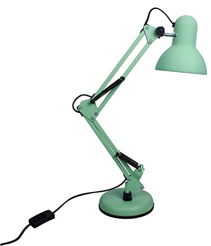 Bel Air Home - LED-Schreibtischlampe Antigona Serie Flexo, Retro-Vintage-Design 1xE27, Gelenkarm, für stilvolles Arbeiten und entspanntes Lesen (GLÜHBIRNE NICHT INBEGRIFFEN)(Grün/Matt)