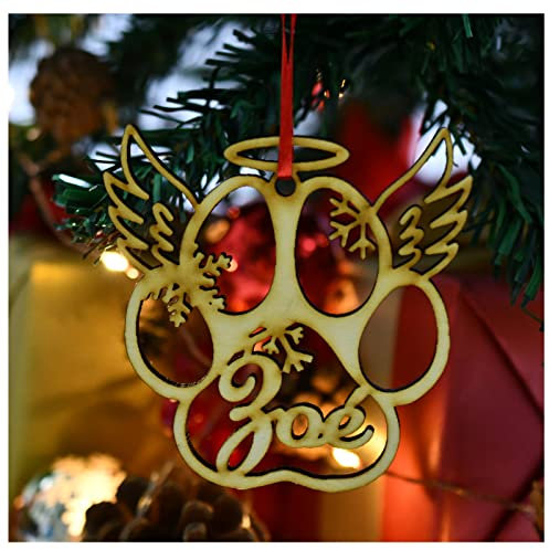YJK Weihnachten Geschenke Personalisierte Namen,geschenkanhänger Personalisierte Weihnachtskugel aus Holz, graviert,Hund Weihnachten,Handgemachte Anhänger Weihnachtsbaumschmuck Deko (B)