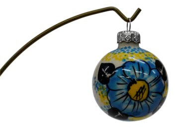 Traditionelle polnische Keramik, Handgefertigte Keramik Ornament Weihnachtskugel, Christbaumkugel, klassisches Boleslawiec Muster, A233 Ukraine 1