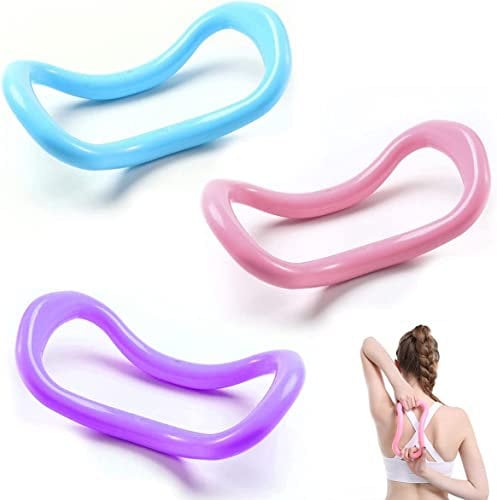 KOMUNJ 3 anillos de yoga, pilates, pilates, elásticos, círculos, yoga, aparatos de fitness para el entrenamiento del culturismo (rosa, azul, morado)