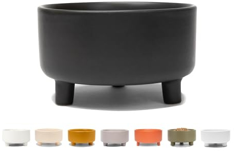 Waggo Uplift Ceramic Dog Bowl for Small Medium and Large Breeds - Heavyweight and Durable Pet Food and Water Dish Crock, Dishwasher Safe, Modern, Elevated Feeder (Black, Large)