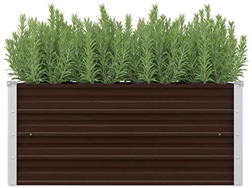 Festnight jardinière Metal,carré Potager surélevé,Jardinière d'Extérieur en Métal,jardinière rectangulaire Haute,jardinière Metal Marron,Lit de Jardin Surélevé-Marron-100 x 40 x 45 cm