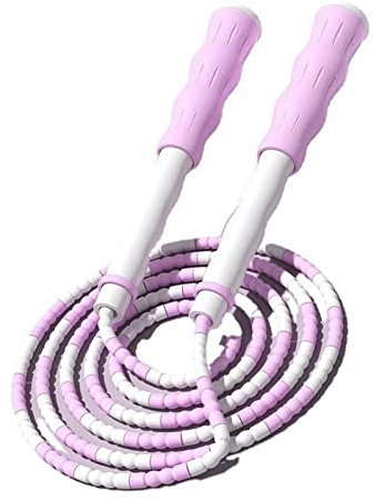 Keenso Segmentiertes Springseil, Verstellbares, Entwirrtes, Perlenbesetztes, Flexibles Springseil aus PP-Kunststoff für Kinder (Lila) Springseile