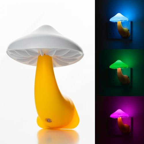 Gloomie Colour-Changing Mushroom Night Light with UK Plug