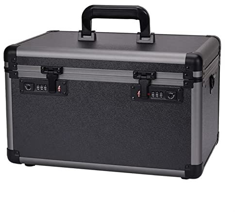 Werkzeugbox/Werkzeugkästen Multifunktions-Werkzeug-Organizer-Box, tragbare, langlebige Werkzeug-Aufbewahrungsbox mit abnehmbarem Tablett, Aluminiumlegierung, Werkzeugbox mit doppelter Passwortsperre W