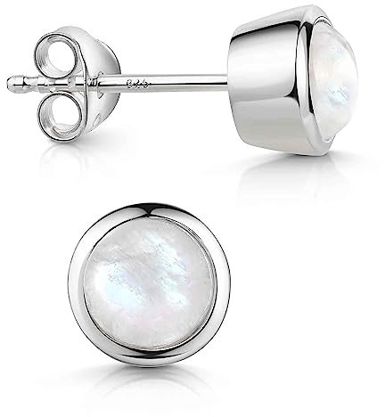 MATERIA by Matthias Wagner Mondstein Ohrringe Silber 925 Ohrstecker Damen 7mm rund SO-242